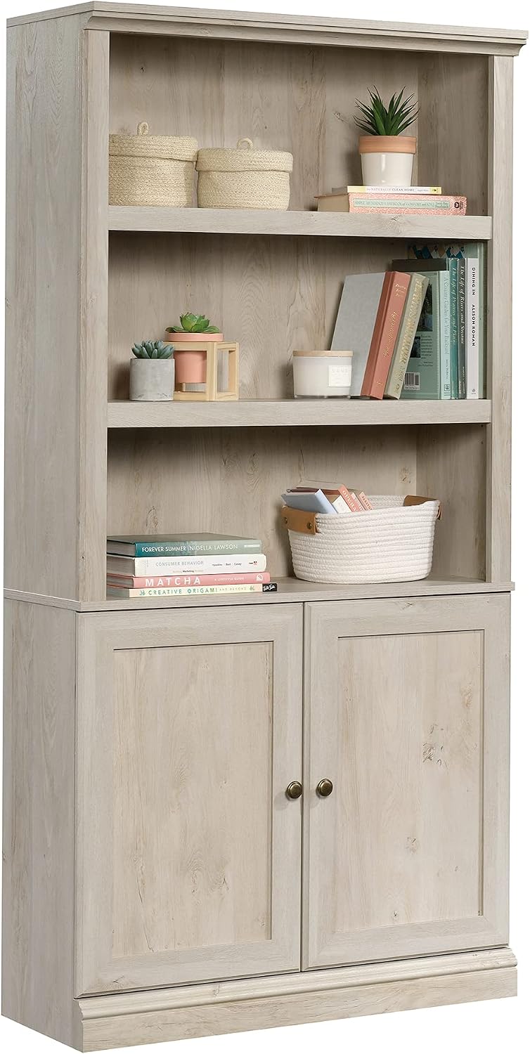 Sauder Miscellaneous Storage Bookcase with Doors, Adjustable Shelves, 5 Shelf Bookcase - Chalked Chestnut Finish Sauder Miscellaneous Storage Bookcase with Doors, Adjustable Shelves, 5 Shelf Bookcase - Chalked Chestnut Finish - Image 7
