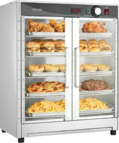 VEVOR Electric Hot Box Food Warmer, 5-Tier Commercial Warming Cabinet with Water Tray, Double-Door and Adjustable Shelves, Stainless Steel Food Warmer Cabinet, for Restaurant, Kitchen, Pizza, Chicken