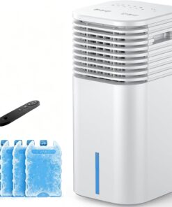 3-IN-1 Portable AC Unit with Remote, 24" Windowless Portable Air Conditioner, 15H Timer & 120°Oscillation, 2-Gal Tank, 3 Modes & 3 Speeds, Ultra-Quiet Ventless Swamp Cooler for Home Office, Snow White