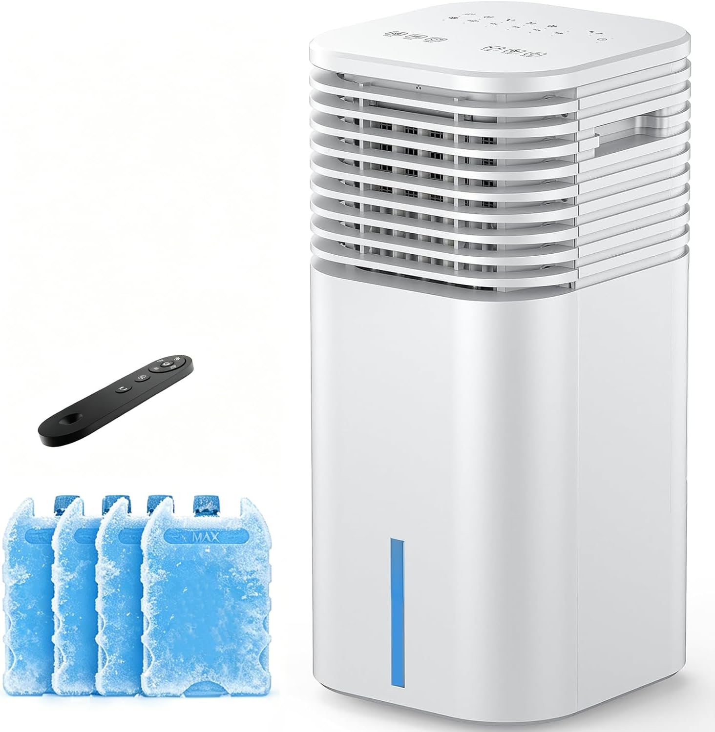 3-IN-1 Portable AC Unit with Remote, 24" Windowless Portable Air Conditioner, 15H Timer & 120°Oscillation, 2-Gal Tank, 3 Modes & 3 Speeds, Ultra-Quiet Ventless Swamp Cooler for Home Office, Snow White