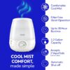 Vicks Filter-Free Ultrasonic Humidifier, Recommended by Pediatricians | 1.2 Gal Ultrasonic Cool Mist Humidifiers for Bedrooms & Kids Rooms, Works with Vicks VapoPads