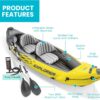 Intex 68307EP Explorer K2 Inflatable Kayak Set: Includes Deluxe 86in Aluminum Oars and High-Output Pump – SuperStrong PVC – Adjustable Seats with Backrest – 400lb Weight Capacity