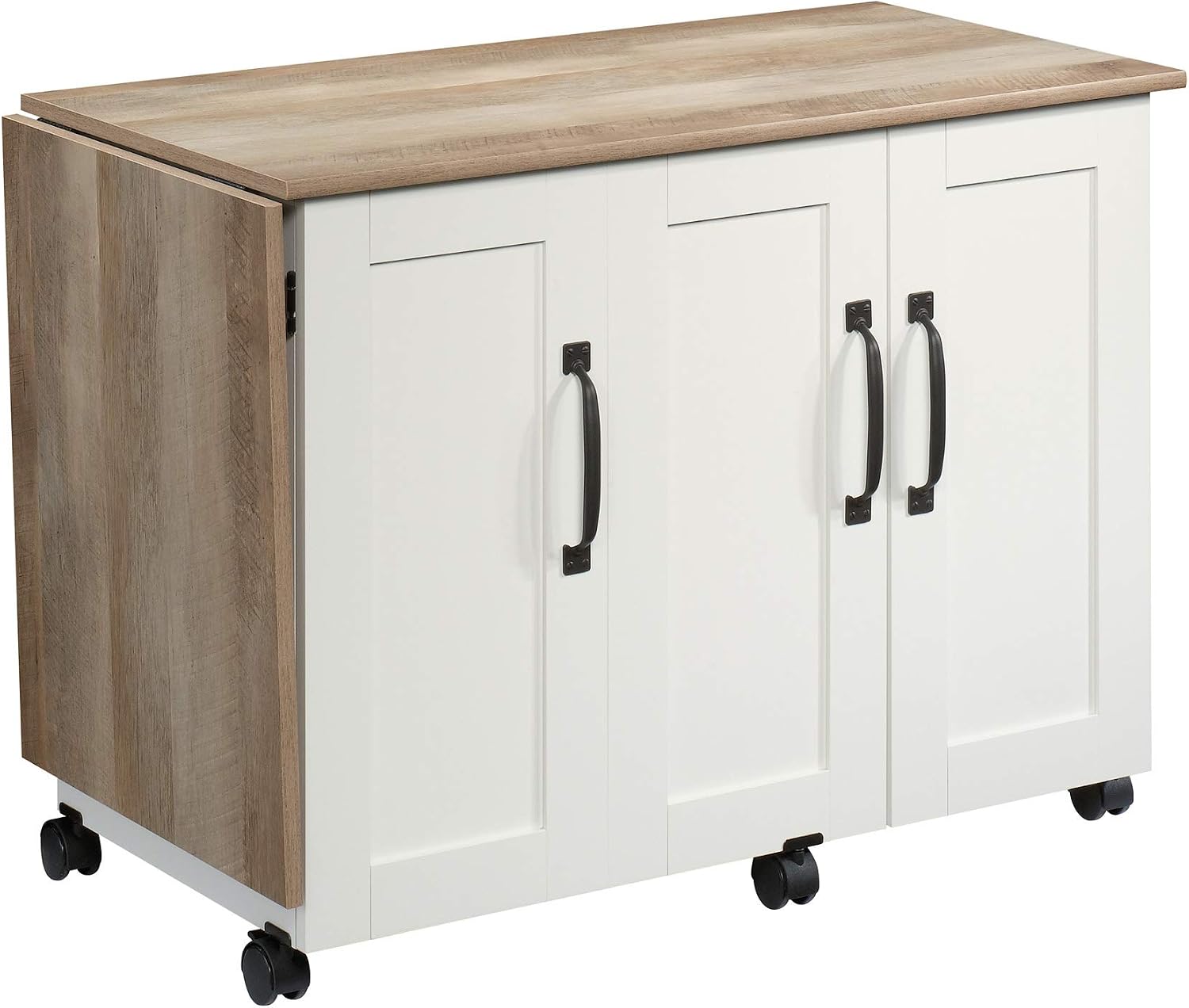 Sauder Miscellaneous Storage Sewing Cart, Drop-Leaf Craft Table, Sewing Table with Storage - Soft White Finish Sauder Miscellaneous Storage Sewing Cart, Drop-Leaf Craft Table, Sewing Table with Storage - Soft White Finish