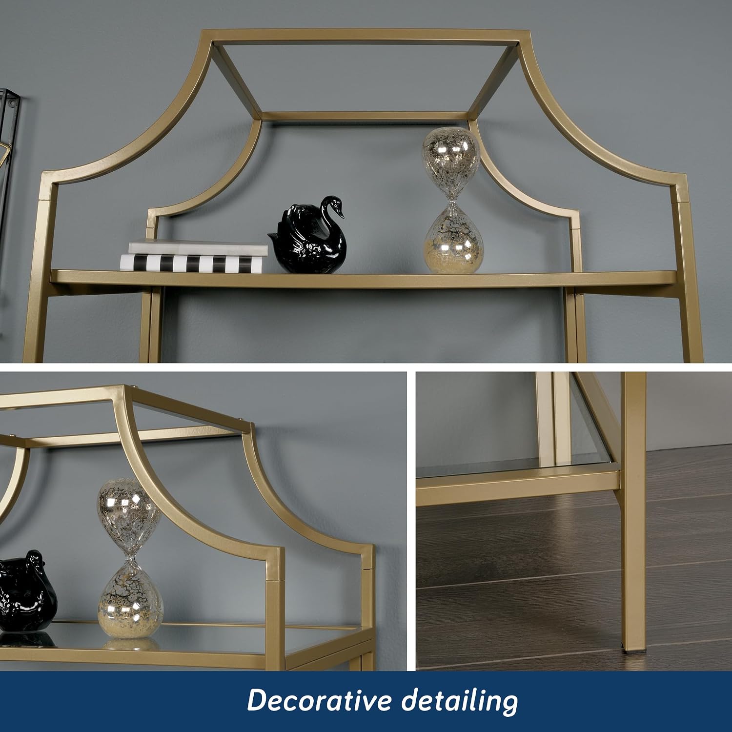 Sauder International Lux Bookcase/ book shelf, Satin Gold finish Sauder International Lux Bookcase/ book shelf, Satin Gold finish - Image 8