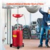 VEVOR 20-Gallon Waste Oil Drain Tank, Air Operated Portable Oil Drainer with Adjustable Funnel Height, Fluid Fuel Transfer Drainage with Wheels, Oil Change Container for Auto Repair Shops, Garages | for Auto Repair Shop, Garage, Adjustable Funnel Height, Fluid Fuel Transfer Drainage with Wheels, Flexible Movement Container