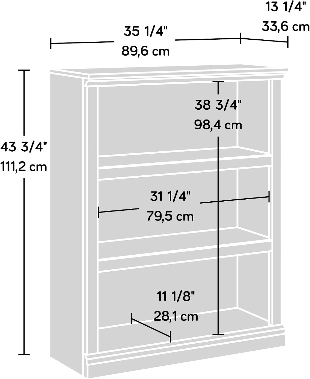 Sauder 3 Tier Book Shelf Wooden Bookcase Multipurpose Bookshelf for Home Office, Living Room, in White Plank Sauder 3 Tier Book Shelf Wooden Bookcase Multipurpose Bookshelf for Home Office, Living Room, in White Plank - Image 3