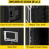 VEVOR Insulated Food Pan Carrier, 127 Qt Hot Box for Catering, LLDPE Food Box Carrier w/Double Buckles, Front Loading Food Warmer w/Handles, End Loader w/Wheels for Restaurant, Canteen, etc. Black