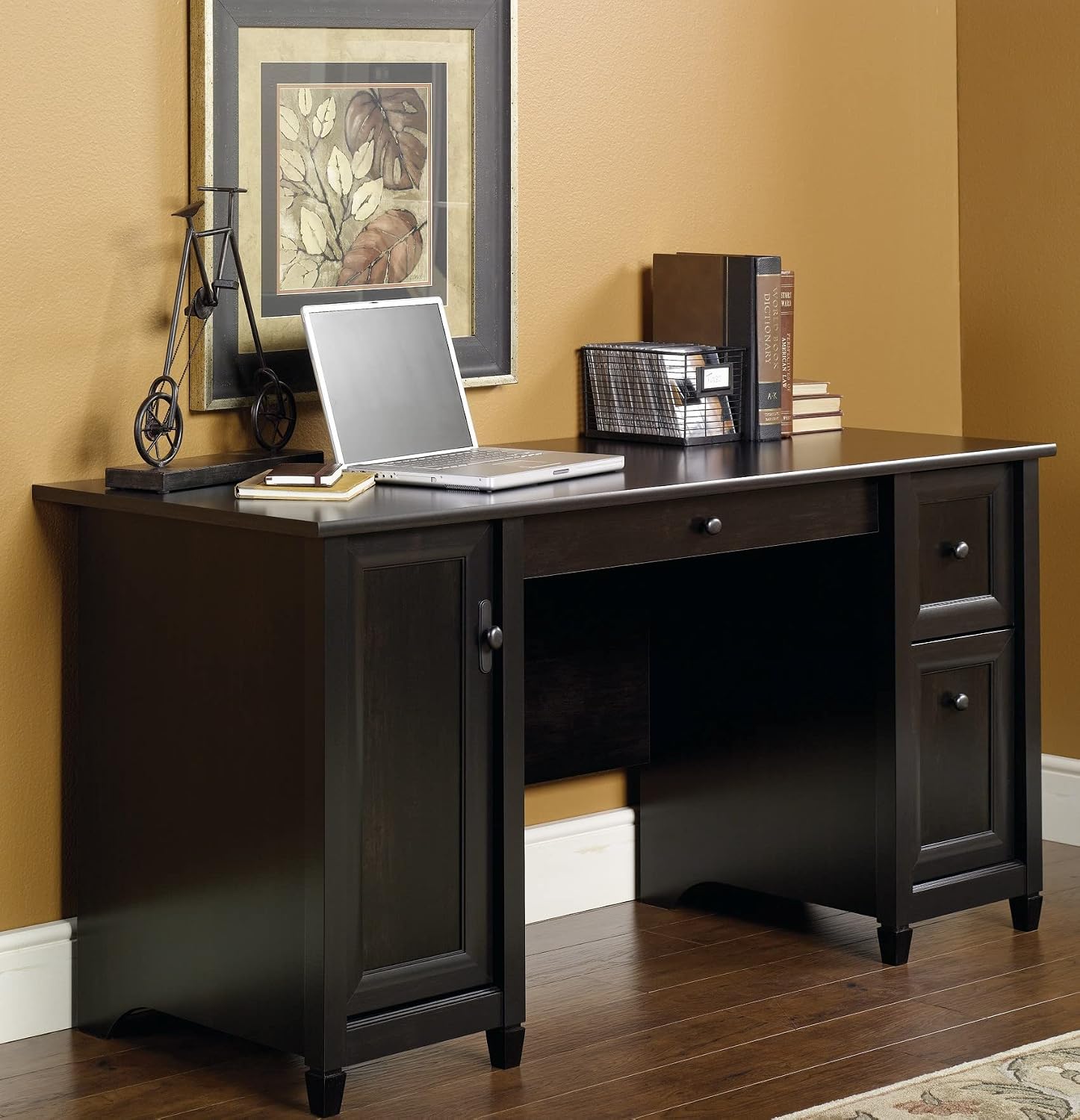 Sauder Edge Water Computer Desk with Storage Drawers, Home Office Desk, in Estate Black Sauder Edge Water Computer Desk with Storage Drawers, Home Office Desk, in Estate Black - Image 7
