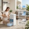 3-IN-1 Portable AC Unit with Remote, 24" Windowless Portable Air Conditioner, 15H Timer & 120°Oscillation, 2-Gal Tank, 3 Modes & 3 Speeds, Ultra-Quiet Ventless Swamp Cooler for Home Office, Snow White