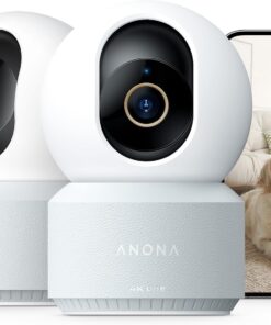 Anona 4K UHD Indoor Camera, Pet/Dog/Baby Security Camera with Phone App, 360°Pan-Tilt, 5G/2.4G Dual-Band Wi-Fi 6, Auto-Tracking, Person/Pet/Baby Crying Detection, Privacy Mode, Two-Way Audio, 2 Pack
