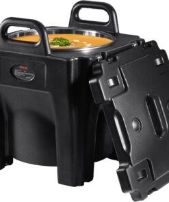 VEVOR Insulated Food Carrier, 32Qt Capacity Stackable Hot Box for Catering w/Stainless Steel Barrel, Top Load LLDPE Food Warmer w/Stationary Base, for Restaurant Canteen, Black
