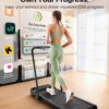 UREVO Strol 2E Smart 2-in-1 Folding Treadmill, Compact Walking Pad with Safety Handle, Plug and Play, Standing Desk Treadmill with Dual LED Display, Smart APP, Walking or Running for Home, Flaxen