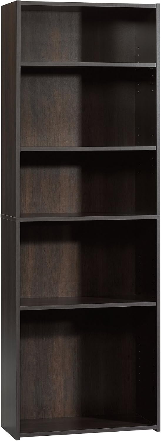 Sauder Beginnings 5-Shelf Bookcase, Bookshelf with Adjustable Storage Shelves, in Cinnamon Cherry finish Sauder Beginnings 5-Shelf Bookcase, Bookshelf with Adjustable Storage Shelves, in Cinnamon Cherry finish