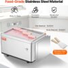 VEVOR Fried Ice Cream Machine, 12.6" x 8.5" 120W Stir-Fried Ice Cream Roll Maker with Compressor and 2 Scrapers, for Making Dessert Rolls, Frozen Yogurt