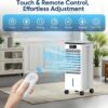 Portable Air Conditioners, 4-IN-1 Swamp Cooler, Evaporative Air Coolers with 3 Speeds & 4 Modes, 2-Gal Water Tank for Cooling, 15-20 FT/s Remote and Touch Control for Indoors Use