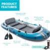 INTEX Excursion 5-Person Inflatable Fishing Boat River Raft Set with Oars | 68325EP - Portable Boat with Extra Wide Cockpit and High-Ouput Hand Pump, 12ft x 5ft 6in