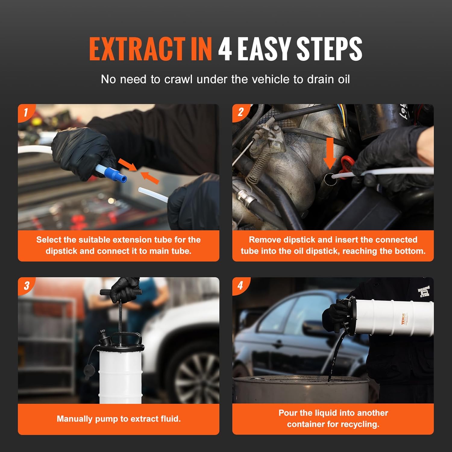VEVOR 6.5L Manual Oil Extractor Pump, Fluid Extractor Pump for Automotive | Fluids Vacuum Evacuation, Oil Change Cleanly Tool, with Dipstick and Suction Hose, Convenient to Use All-in-One Kit VEVOR 6.5L Manual Oil Extractor Pump, Fluid Extractor Pump for Automotive | Fluids Vacuum Evacuation, Oil Change Cleanly Tool, with Dipstick and Suction Hose, Convenient to Use All-in-One Kit - Image 5