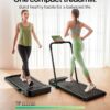 UREVO Strol 2E Smart 2-in-1 Folding Treadmill, Compact Walking Pad with Safety Handle, Plug and Play, Standing Desk Treadmill with Dual LED Display, Smart APP, Walking or Running for Home, Flaxen