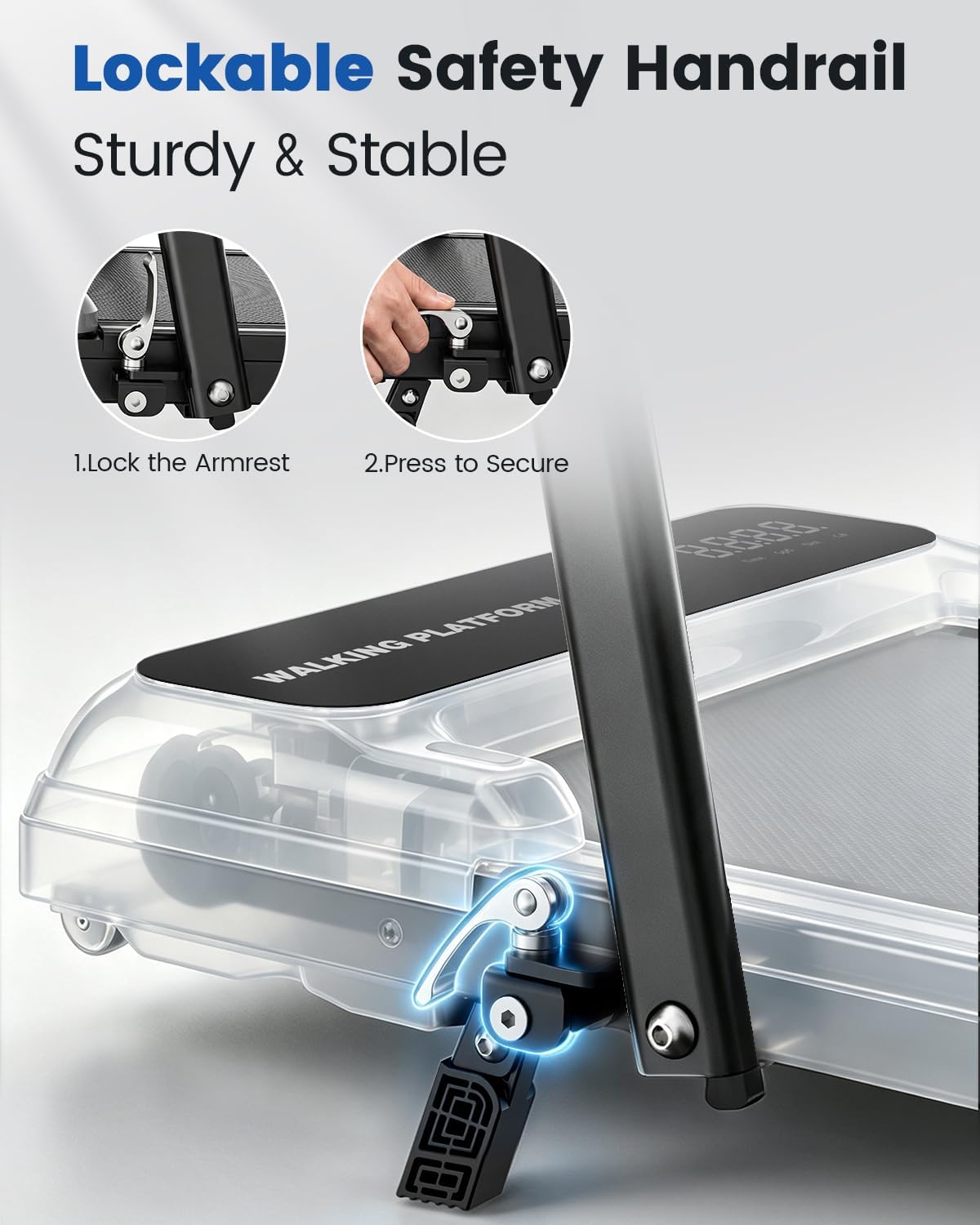 Walking Pad Treadmill for Home, Walking Pad with Incline and Handle Bar | Sturdy Foldable Handles Walking Pad with LED Display, Portable Quiet Under Desk Treadmills for small space at home office Walking Pad Treadmill for Home, Walking Pad with Incline and Handle Bar | Sturdy Foldable Handles Walking Pad with LED Display, Portable Quiet Under Desk Treadmills for small space at home office - Image 10
