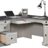 Sauder Palladia L Shaped Desk with Drawers, Office Desk with File Cabinet Storage, Cable Management, Keyboard Tray, in Glacier Oak Finish Sauder Palladia L Shaped Desk with Drawers, Office Desk with File Cabinet Storage, Cable Management, Keyboard Tray, in Glacier Oak Finish