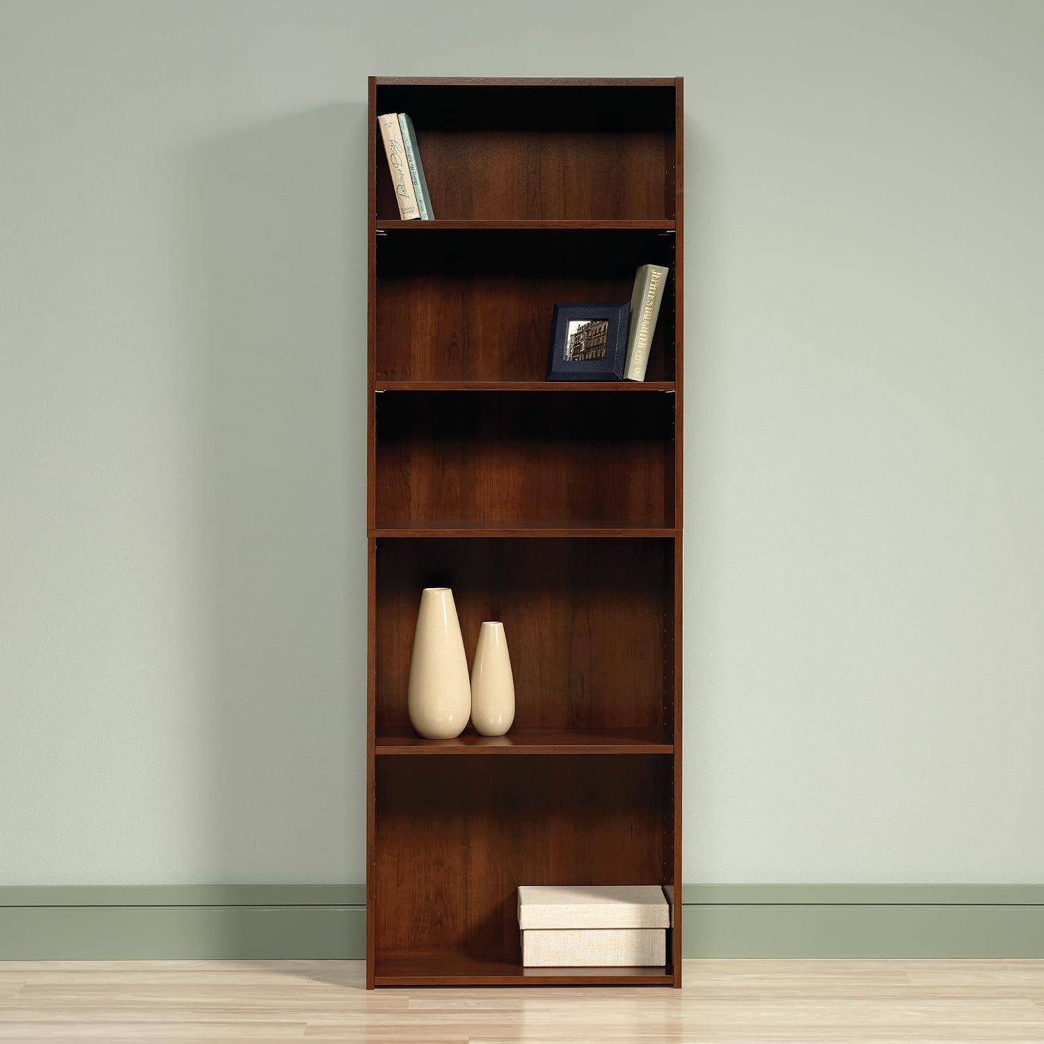 Sauder Beginnings 5-Shelf Bookcase, Bookshelf with Adjustable Storage Shelves, in Brook Cherry Sauder Beginnings 5-Shelf Bookcase, Bookshelf with Adjustable Storage Shelves, in Brook Cherry - Image 2