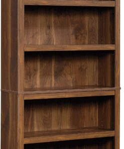 Sauder 5 Tier Book Shelf Wooden Bookcase Multipurpose Bookshelf for Home Office, Living Room, in Grand Walnut