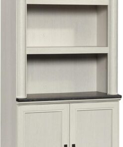 Sauder Palladia Book Shelf, Bookshelf with Storage, Library Bookcase with Doors and Adjustable Shelves, in Glacier Oak Finish