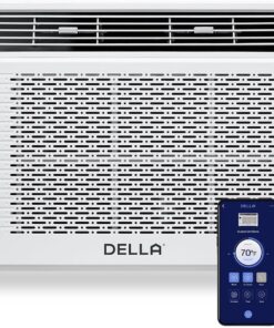 DELLA 6000 BTU AC Unit with Energy Saving Window Air Conditioner,WIFI Smart Controls, GEO Location, Work with Alexa, Cools Up to 250 Sq. Ft, Easy Install,Reusable Filter,Remote, Dehumidifier, Fan