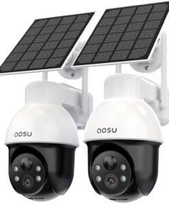 aosu 3K 5MP Solar Security Camera Wireless Outdoor PTZ 360° Smart Tracking | Auto Human&Vehicle Tracking No Blind Spots, Easy Setup, Color Night Vision, Ideal For Home, Yard & Farm Security Monitoring (2 Pack)