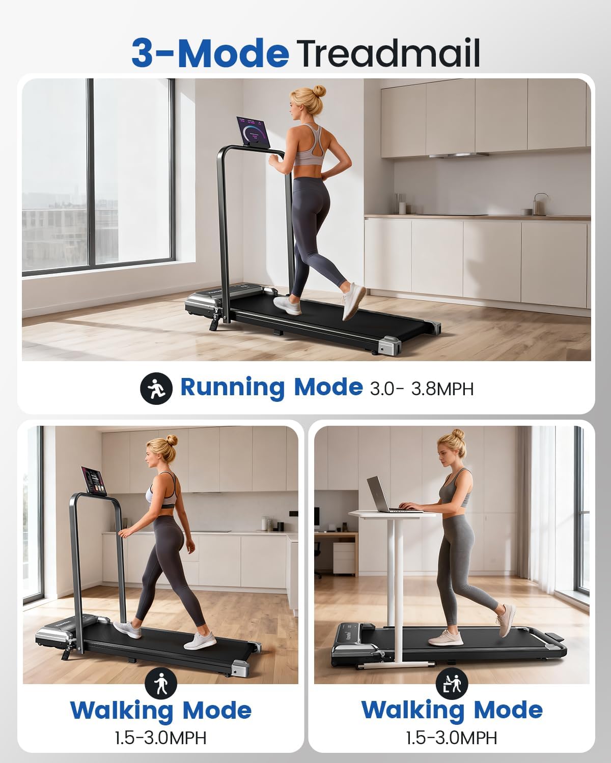 Walking Pad Treadmill for Home, Walking Pad with Incline and Handle Bar | Sturdy Foldable Handles Walking Pad with LED Display, Portable Quiet Under Desk Treadmills for small space at home office Walking Pad Treadmill for Home, Walking Pad with Incline and Handle Bar | Sturdy Foldable Handles Walking Pad with LED Display, Portable Quiet Under Desk Treadmills for small space at home office - Image 9