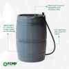 FCMP Outdoor 45 Gallon Heavy Duty Rain Water Catcher Barrel Container with Hose and Debris Screen for Outdoor Plants, Garden, and Landscapes (RC45-GRY) Grey