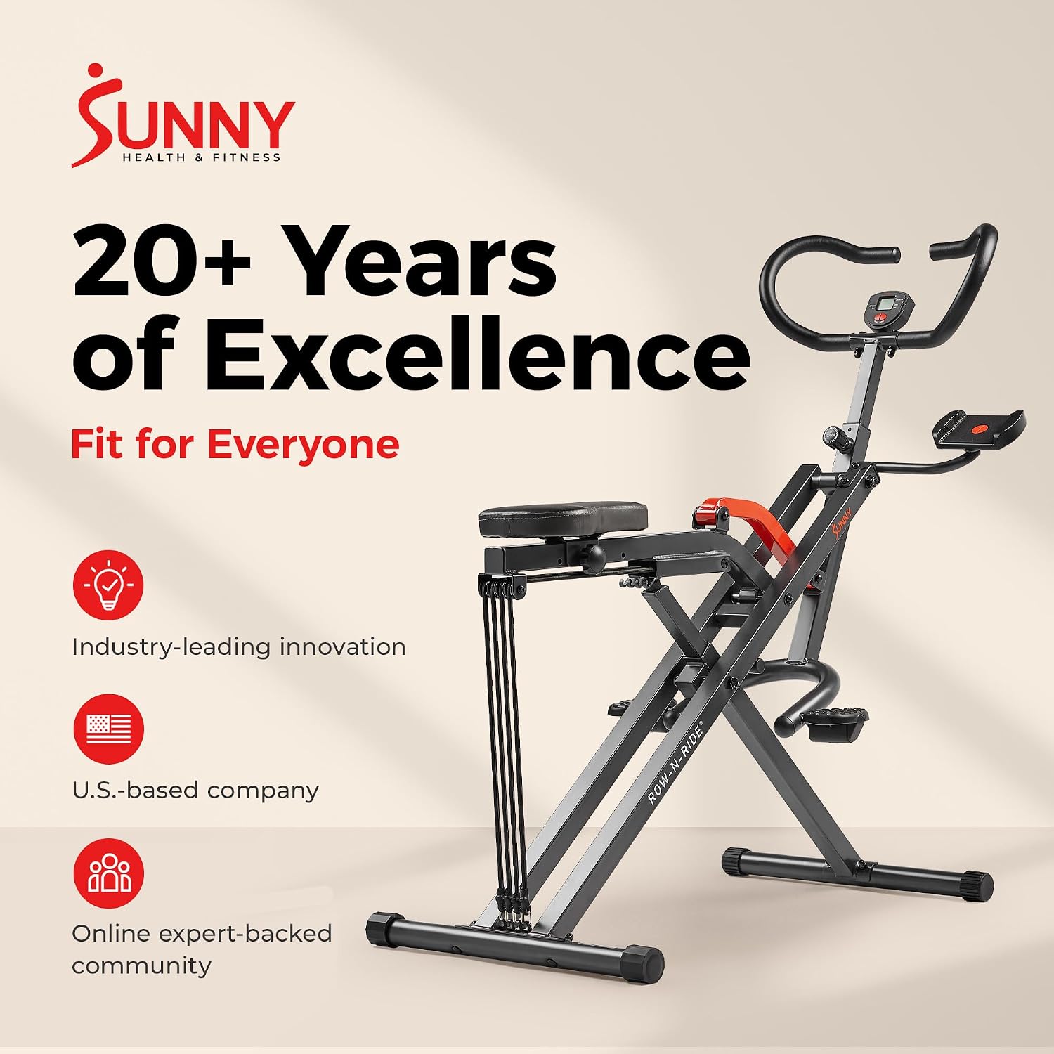 Sunny Health & Fitness Smart Heavy-Duty Row-N-Ride, Full-Body Squat Assist | Free SunnyFit App, Multi-Exercise Training, 3 Squat Depths, 5 Resistance Levels, 350LB Capacity, Compact Foldable Design Sunny Health & Fitness Smart Heavy-Duty Row-N-Ride, Full-Body Squat Assist | Free SunnyFit App, Multi-Exercise Training, 3 Squat Depths, 5 Resistance Levels, 350LB Capacity, Compact Foldable Design - Image 9
