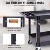 VEVOR Utility Service Cart 2 Shelf 550 lbs Heavy Duty Plastic Rolling Cart | Heavy Duty Utility Cart with 360° Swivel Wheels, Large Lipped Shelf, Ergonomic Storage Handle for Warehouse/Garage/Cleaning