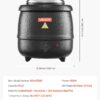 VEVOR Electric Soup Warmer, 10QT Commercial Soup Kettle with 304 Stainless Steel Detachable Insert Pot, 95~176°F Adjustable Temperature, Soup Station for Restaurant and Big Family, Black