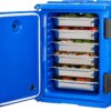 VEVOR Insulated Food Pan Carrier, 95 Qt Hot Box for Catering, LLDPE Food Box Carrier w/Double Buckles, Front Loading Food Warmer w/Handles, Stackable End Loader for Restaurant, Canteen, etc. Blue