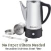 Elite Gourmet 6-Cup Electric Coffee Percolator, Stainless Steel, 1000W | Fast brewing, Keep Warm, auto shut-off, clear brew progress knob, cordless serving base, reusable filter Elite Gourmet 6-Cup Electric Coffee Percolator, Stainless Steel, 1000W | Fast brewing, Keep Warm, auto shut-off, clear brew progress knob, cordless serving base, reusable filter