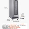 VEVOR Electric Hot Box Food Warmer, 16-Tier Commercial Warming Cabinet with Water Tray, Glass Door and Adjustable Shelves, Stainless Steel Food Warmer Cabinet, for Restaurant, Kitchen, Pizza, Chicken