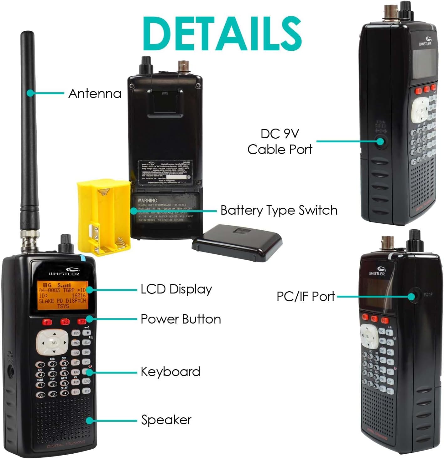 Whistler WS1040 Handheld Digital Scanner – P25 Phase I, Trunking, Same Weather Alerts, Multi-System Support, Programmable, PC Interface, LED & Audio Alert Whistler WS1040 Handheld Digital Scanner – P25 Phase I, Trunking, Same Weather Alerts, Multi-System Support, Programmable, PC Interface, LED & Audio Alert - Image 5
