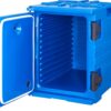 VEVOR Insulated Food Pan Carrier, 95 Qt Hot Box for Catering, LLDPE Food Box Carrier w/Double Buckles, Front Loading Food Warmer w/Handles, Stackable End Loader for Restaurant, Canteen, etc. Blue