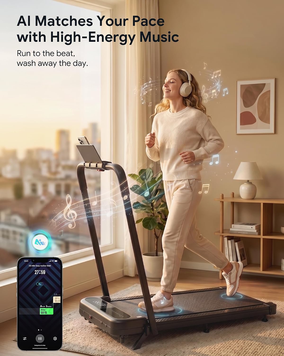 UREVO Strol 2E Pro Smart Incline Walking Pad Treadmill with APP, 12% Incline, Compact Walking Pad with Safety Handle, Plug & Play, Desk Treadmill with LED Display, Walking & Running for Home Office UREVO Strol 2E Pro Smart Incline Walking Pad Treadmill with APP, 12% Incline, Compact Walking Pad with Safety Handle, Plug & Play, Desk Treadmill with LED Display, Walking & Running for Home Office - Image 5