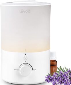 Levoit Top Fill 3L Humidifiers for Bedroom with Night Light, Cool Mist | Essential Oil Diffuser for Baby Nursery and Plants, 360° Nozzle, Quiet, Rapid Humidification for Home Large Room, White