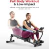Sunny Health & Fitness Compact Hydraulic Rower with 12-Level Resistance | Full-Body Cardio, Joint-Friendly, Lightweight & Portable, Quiet & Smooth Ride, Easy-Assembly, Free SunnyFit App