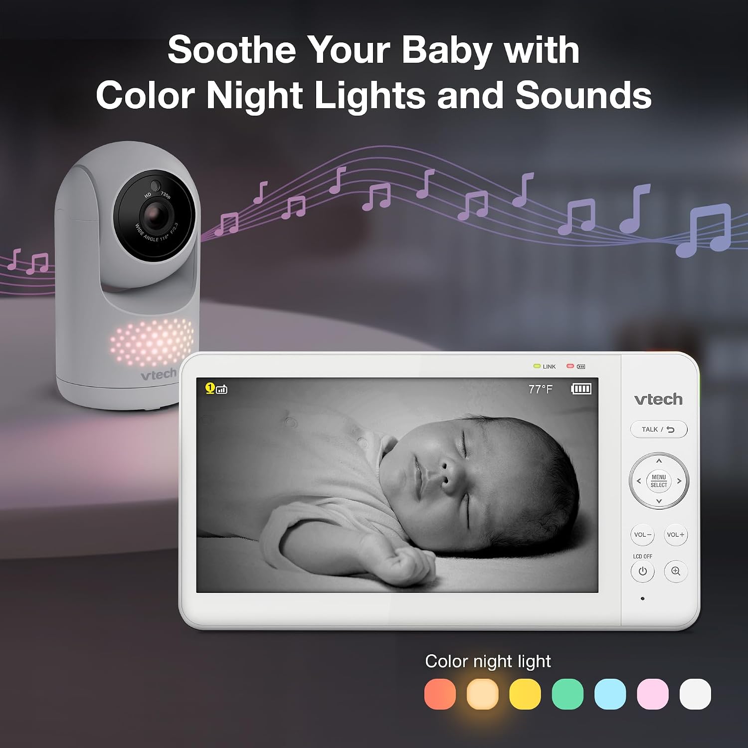 VTech Baby Monitor No WiFi, 7" IPS Screen, 5000mAh 12Hr Battery, 360° PTZ, 4X Zoom, Night Vision, Night Light, 2-Way Talk, White | Advanced HQ Max VTech Baby Monitor No WiFi, 7" IPS Screen, 5000mAh 12Hr Battery, 360° PTZ, 4X Zoom, Night Vision, Night Light, 2-Way Talk, White | Advanced HQ Max - Image 7