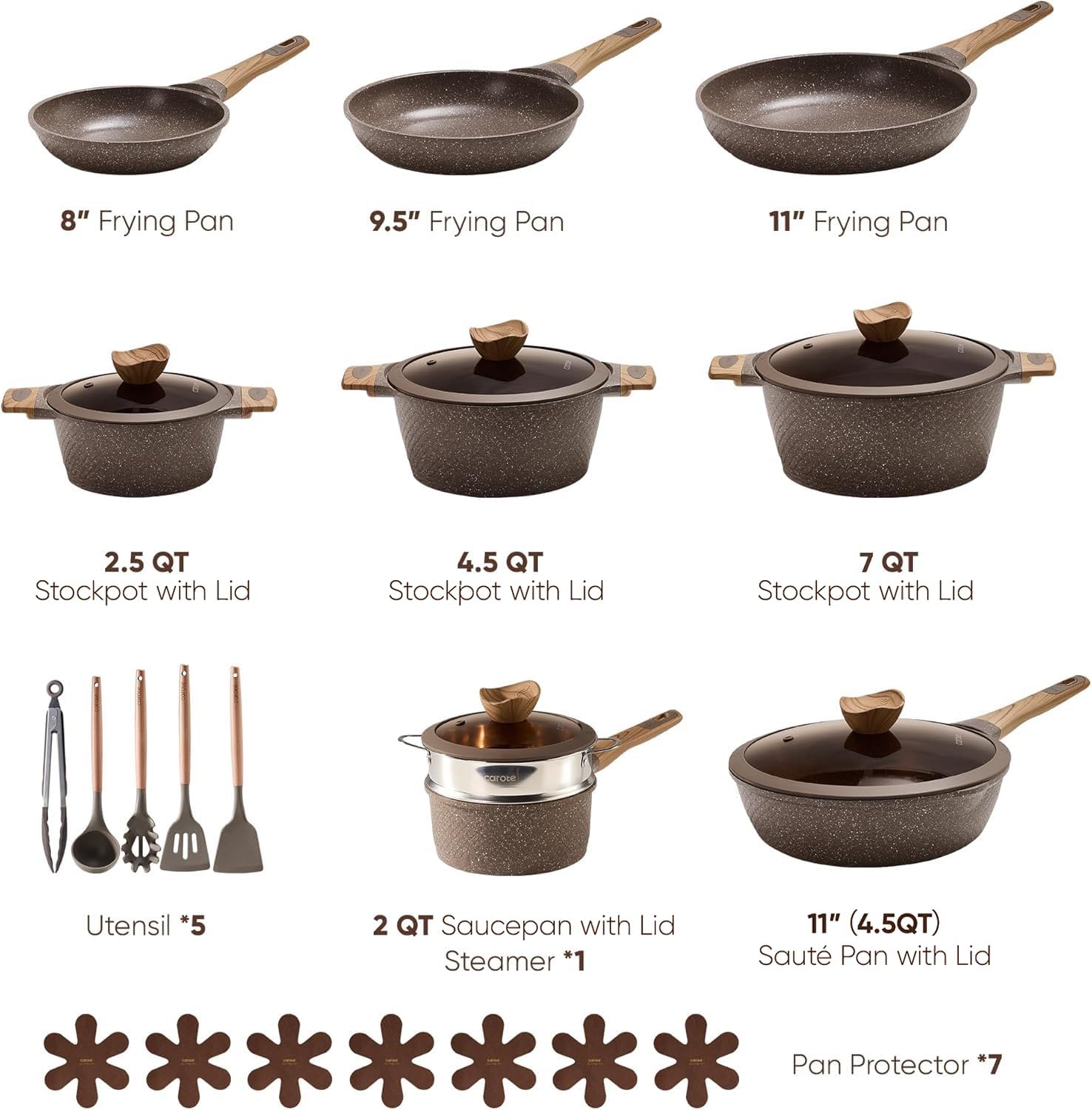 CAROTE 26pcs Pots and Pans Set, Nonstick Cookware Sets CAROTE 26pcs Pots and Pans Set, Nonstick Cookware Sets - Image 2