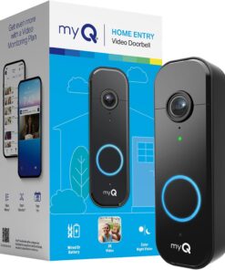 Chamberlain myQ Video Doorbell | 2K Camera, Battery/Wired, Color Night Vision, Live with 2-Way Talk, Motion Detection & Real-Time Alerts, 150 Deg Wide View, Black