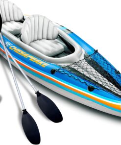 Sunlite Sports Inflatable Kayak 2 Person, Portable Inflatable Boat with Shed & Aluminum Oars, Lightweight Tandem Kayak with Air Pump & Carry Bag for Lakes & Rivers, 400 LB