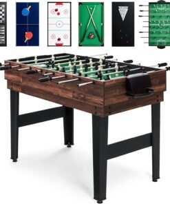 Best Choice Products 2x4ft Combo Game Table Set for Home, Game Room, Friends & Family w/Hockey, Foosball, Pool, Shuffleboard, Ping Pong, Chess, Checkers, Bowling, and Backgammon, Brown
