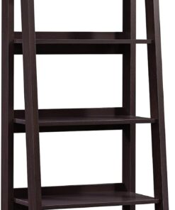 Sauder Ladder Bookshelf 5 Tier Trestle Ladder Shelf Wooden Bookcase, in Jamocha Wood