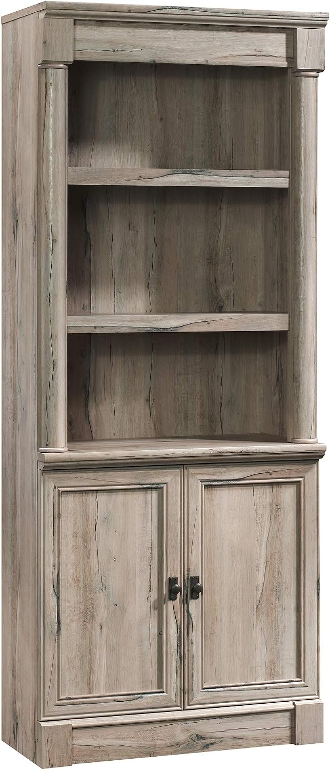 Sauder Palladia Book Shelf, Bookshelf with Storage, Library Bookcase with Doors and Adjustable Shelves, in Split Oak Finish Sauder Palladia Book Shelf, Bookshelf with Storage, Library Bookcase with Doors and Adjustable Shelves, in Split Oak Finish