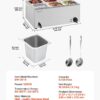 VEVOR 6-Pan Commercial Food Warmer, 24QT Electric Steam Table, 1200W Professional Countertop Stainless Steel Buffet Bain Marie with 86-185°F Temp Control for Catering and Restaurants, Silver